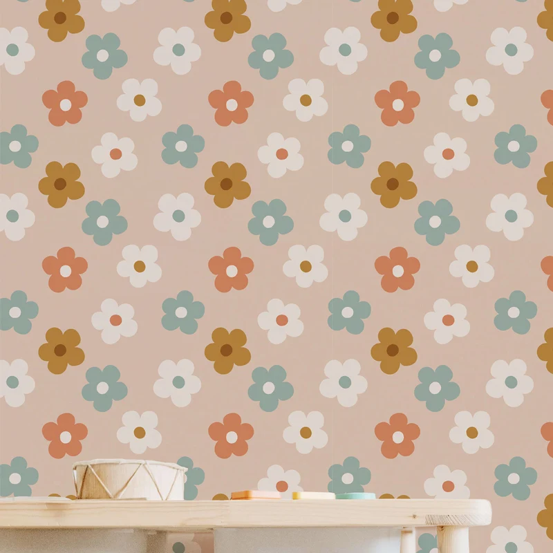 Papier peint adhésif vinyle marguerite multicolore 50x300 cm-Decochic
