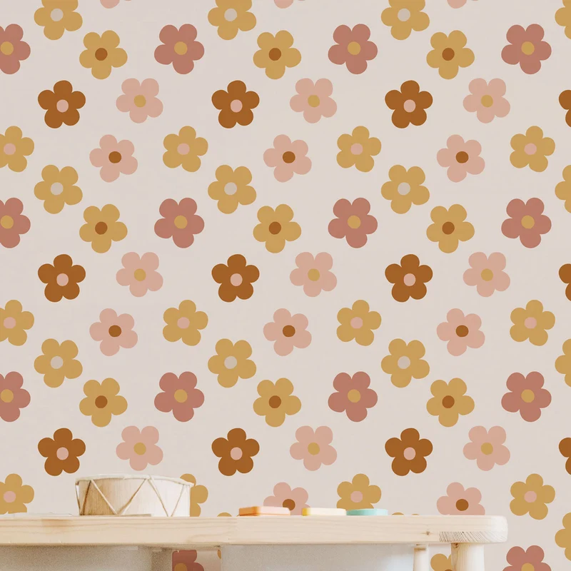Papier peint adhésif vinyle Groovy Daisy multicolore 50x300 cm-Decochic
