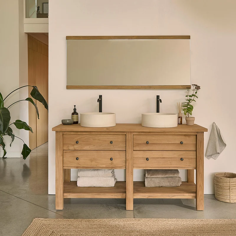 Meuble de salle de bain en teck massif 150 cm