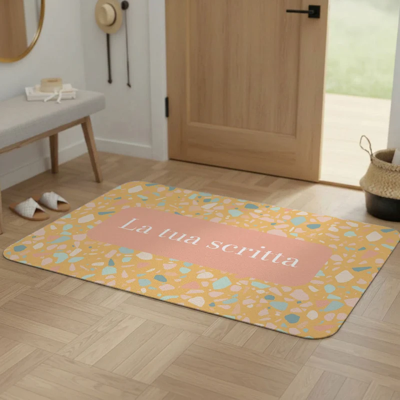 Paillasson jaune pour terrasse - Plusieurs tailles disponibles - Écriture personnalisable