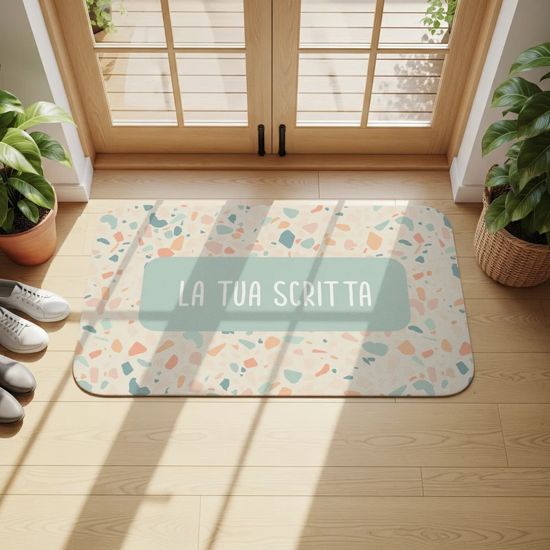 Paillasson crème pour terrasse - Plusieurs tailles disponibles - Écriture personnalisable