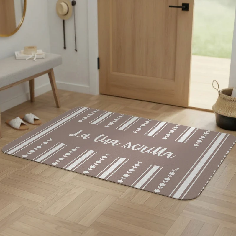 Tapis d'intérieur en lin à motifs floraux - Plusieurs couleurs et tailles disponibles - Texte personnalisable