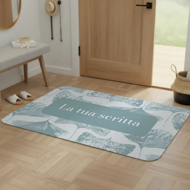 Tapis de porte absorbant à motif feuille de ginkgo - Plusieurs couleurs et tailles disponibles - Personnalisable