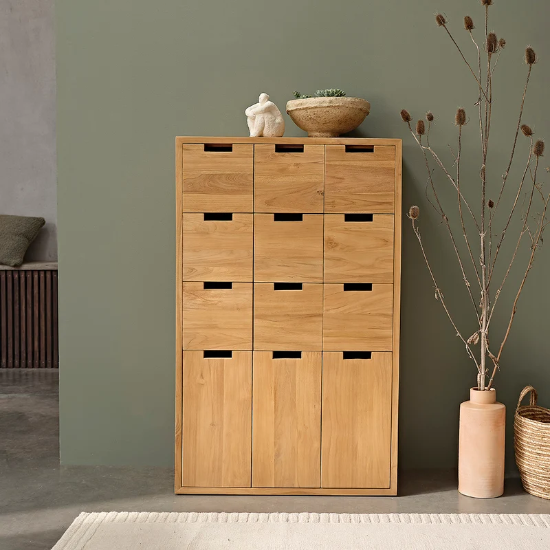 Armoire d'entrée en teck massif 80 cm