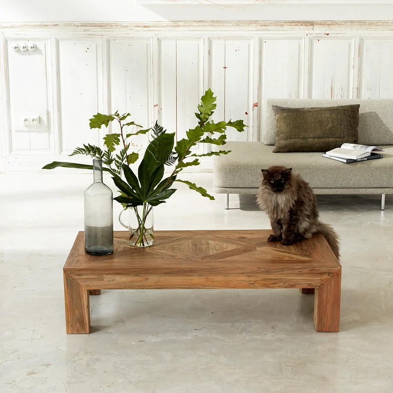 Table basse en teck massif recyclé 120 cm