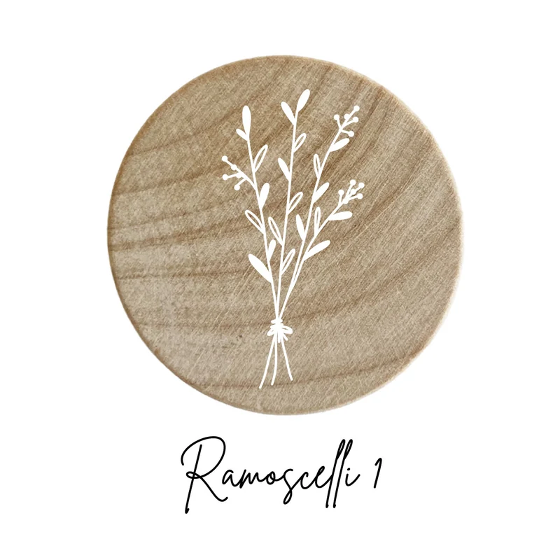 Bouton en bois avec motif de brindilles en relief - Plus de motifs disponibles