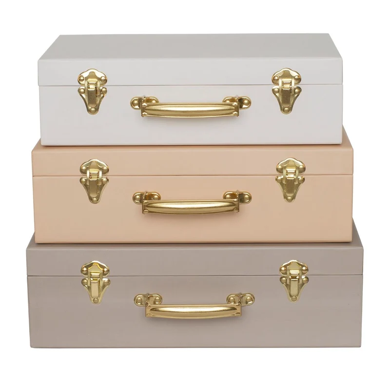 Lot de 3 Boîtes en Carton Beige