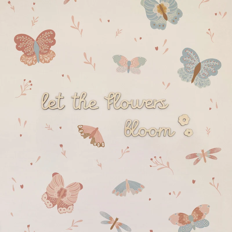 Lettrage en bois Laissez les fleurs s'épanouir