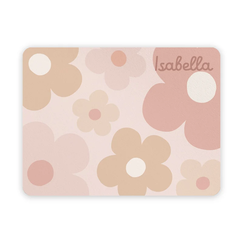 Set de table petit-déjeuner Pink Daisy - Nom personnalisable