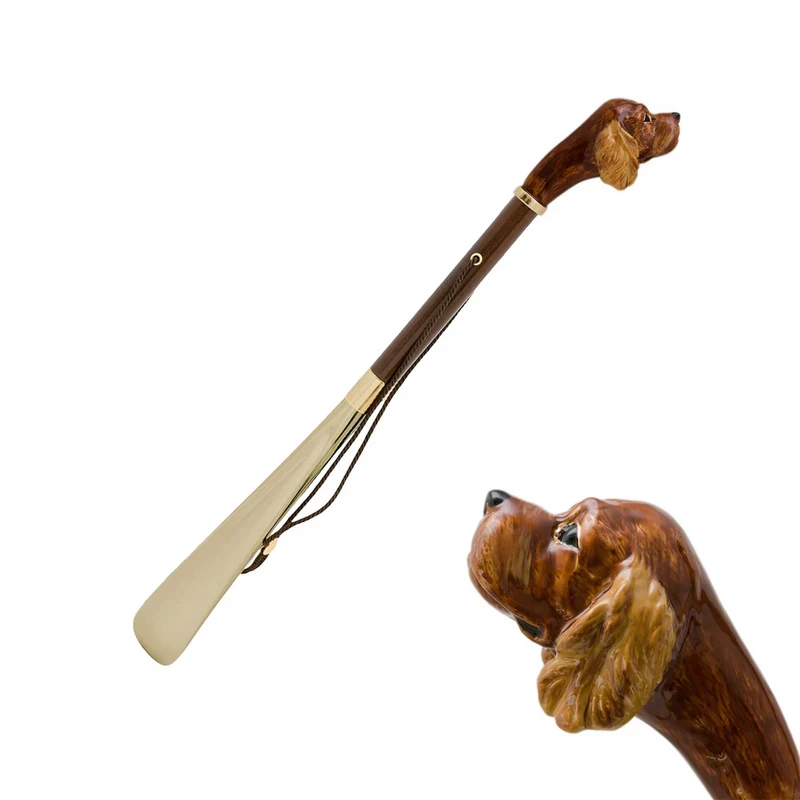 Shoehorn COCKER with Enameled Brass Handle by Pasotti