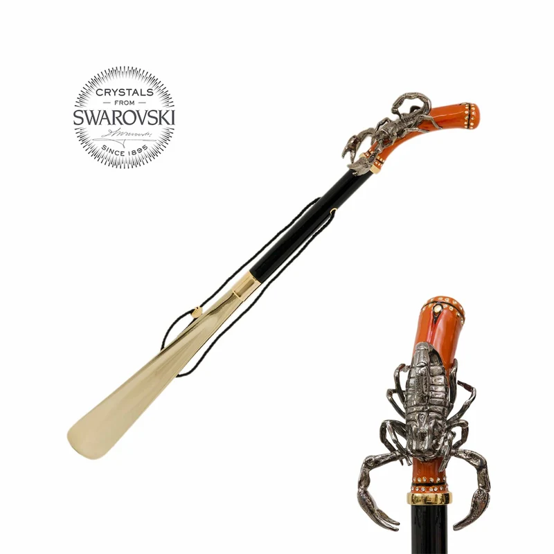 Shoehorn LUXURY SCORPION with Brass Handle by Pasotti