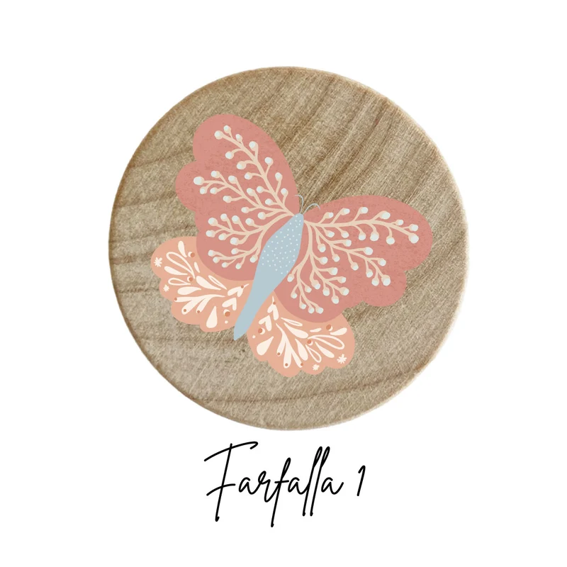 Bouton en bois avec motif de papillon en relief - Plus de modèles disponibles