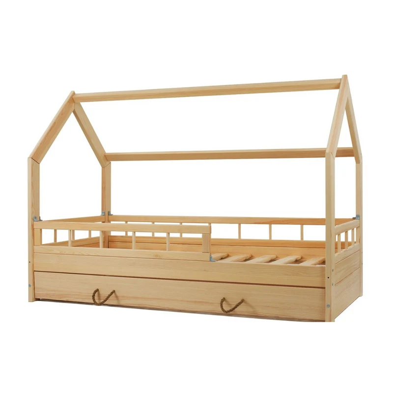 Lit cabane en bois avec commode 80x160 cm