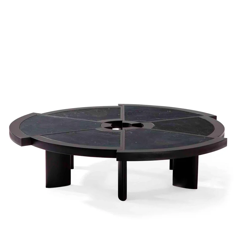 Oak Wood and Marquinia Marble Coffee Table RIO, designed by Charlotte Perriand for Cassina