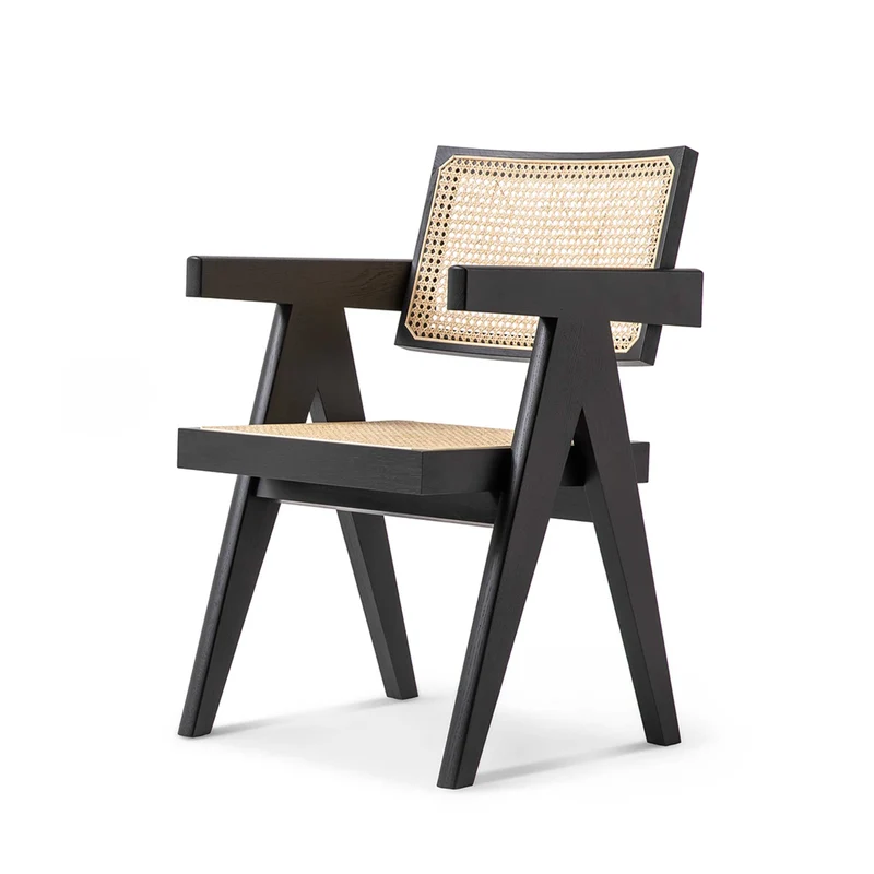 Wood and Vienna Straw Chair CAPITOL COMPLEX OFFICE CHAIR Hommage à Pierre Jeanneret, designed by Cassina