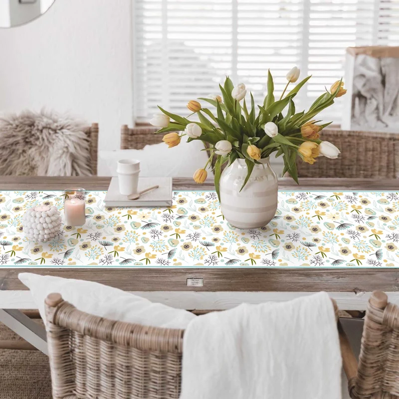 Chemin de table en vinyle Fleurs colorées