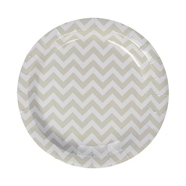 Assiettes en papier Zig Zag grises