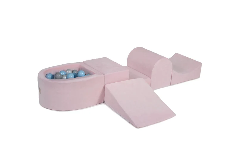 Ensemble de jeu rose avec boules de billard bleu bébé, perle et gris MeowBaby