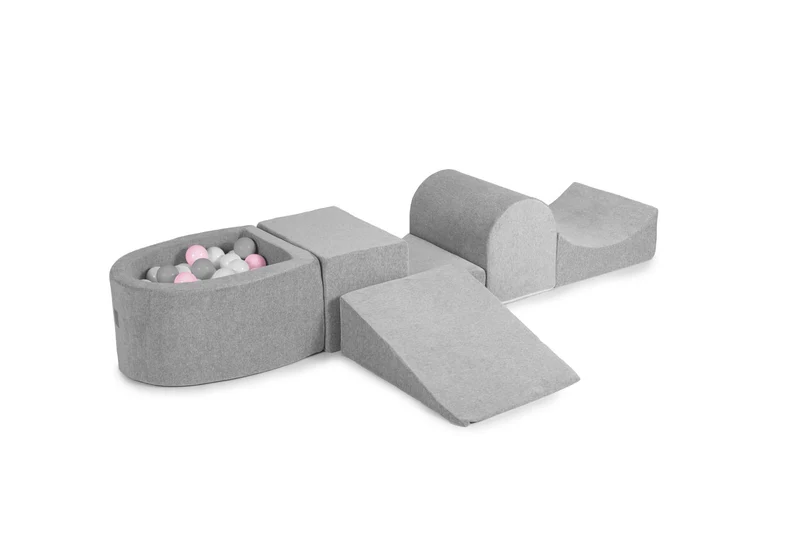 Ensemble de jeu de piscine à balles rose, gris et blanc MeowBaby