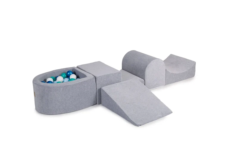 Set de jeu avec boules de billard bleu bébé, blanc et turquoise MeowBaby