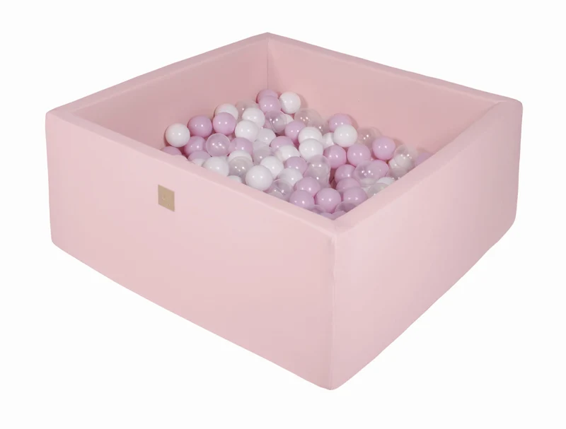 Piscine carrée rose avec boules MeowBaby roses, transparentes et blanches