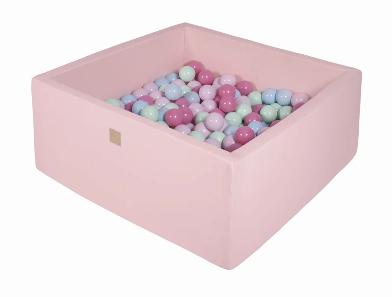 Piscine carrée rose avec boules Babyblue, Pink et MeowBaby Mint