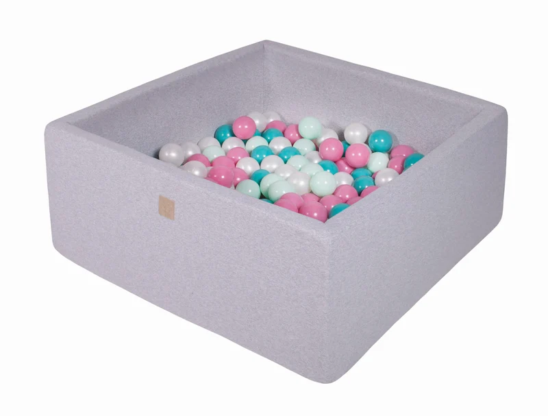 Piscine Carrée avec Boules Perle, Menthe, Turquoise, Menthe et MeowBaby Pink