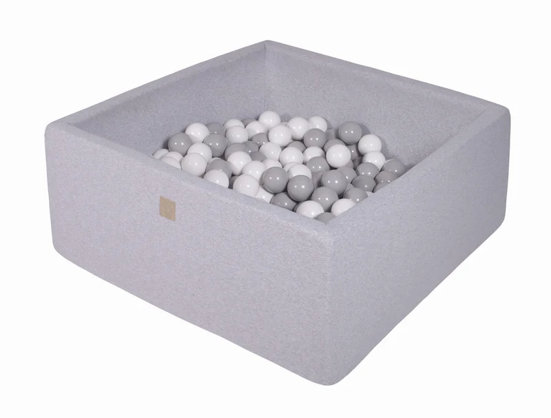 Piscine carrée MeowBaby avec boules grises et blanches
