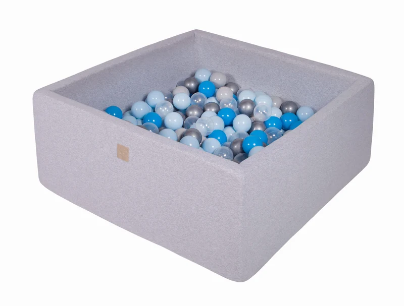 Piscine carrée avec boules bleu bébé, turquoise, blanc et bleu MeowBaby