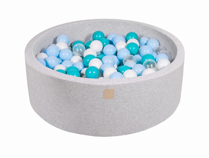 Piscine avec boules bleu bébé, transparentes, turquoises et blanches MeowBaby
