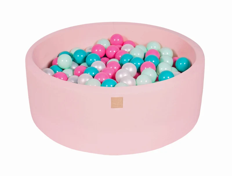 Piscine rose avec boules MeowBaby blanc nacré, turquoise, rose et menthe
