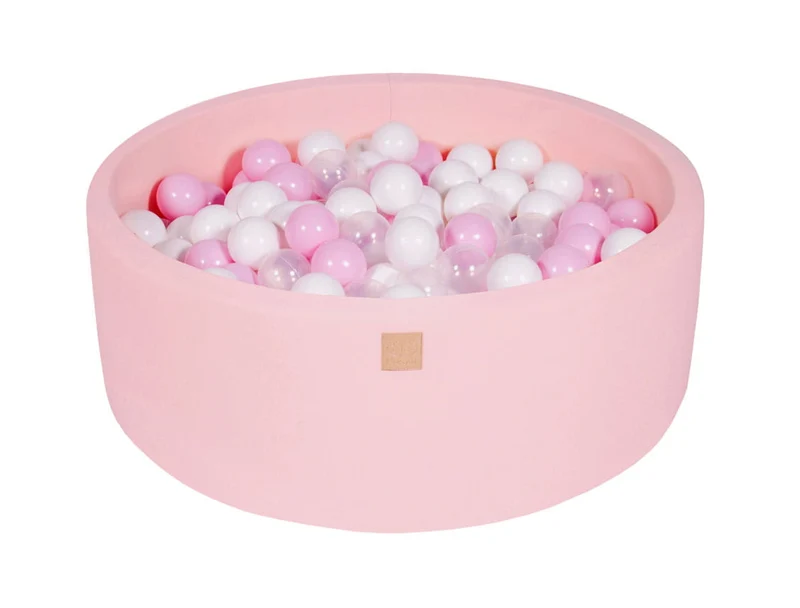 Piscine rose avec boules MeowBaby blanches, roses et transparentes