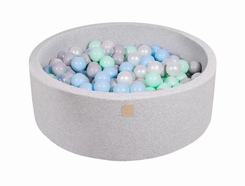 Piscine à balles MeowBaby menthe, bleu bébé, transparent, gris et blanc perle