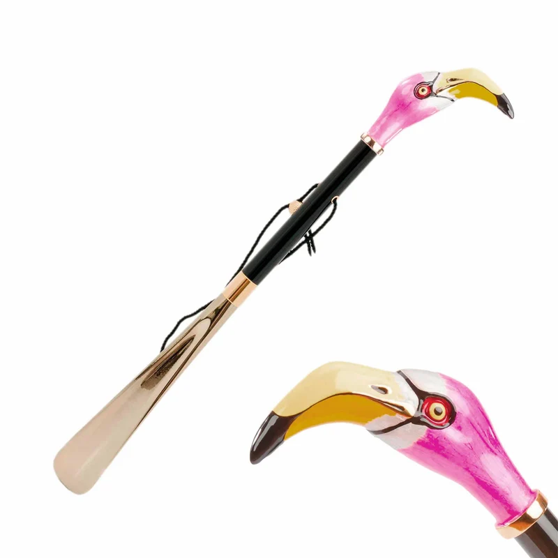 Shoehorn FLAMINGO with Enameled Brass Handle by Pasotti