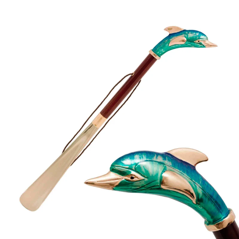 Shoehorn DOLPHIN with Enameled Brass Handle by Pasotti