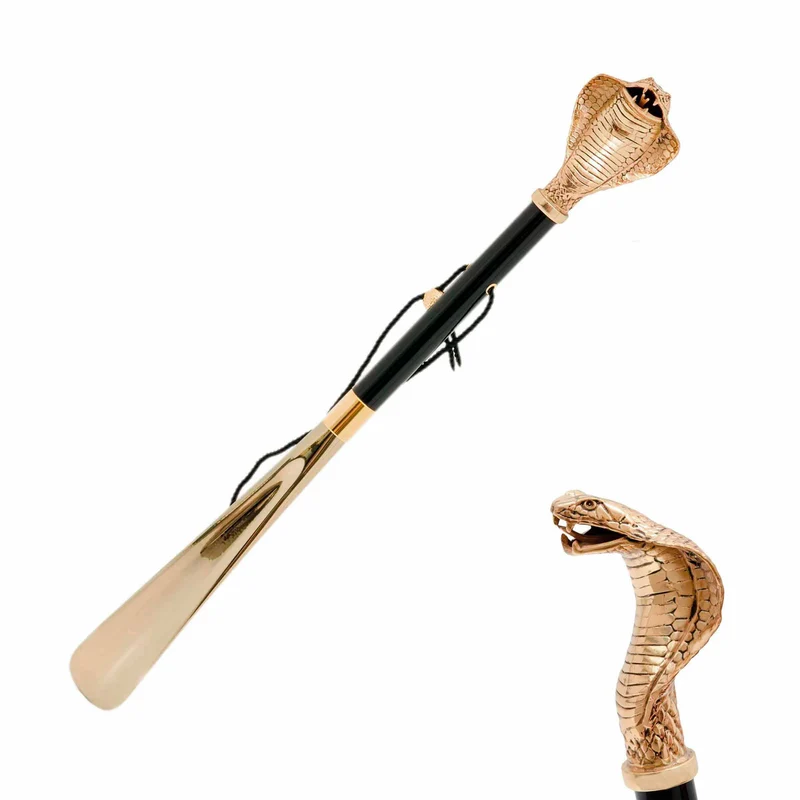 Shoehorn GOLDEN COBRA with Enameled Brass Handle