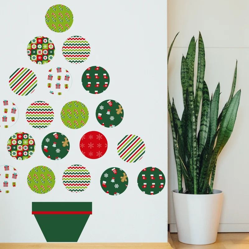 Stickers Stickers Sapin de Noël Vert et Rouge