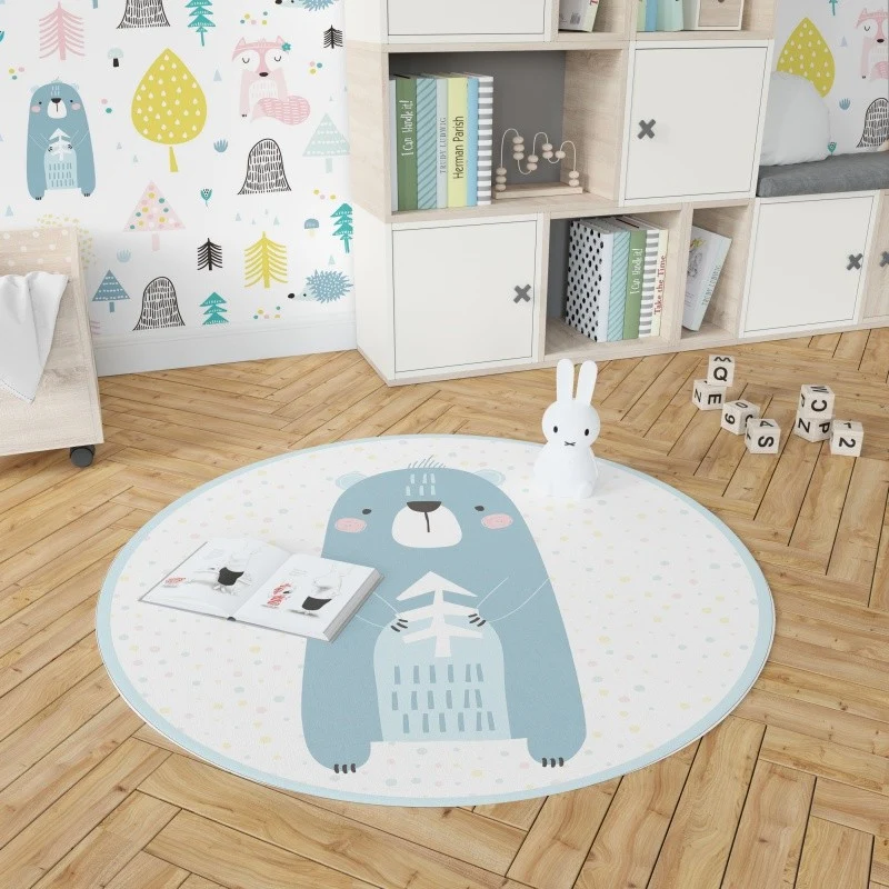Tapis Ours Rond Vinyle