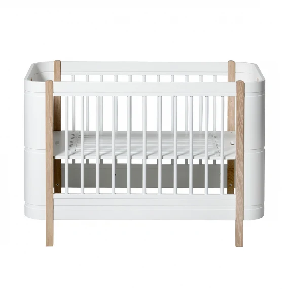 Lit Mini Evolution Oliver Furniture en chêne et bois blanc + kit Junior inclus