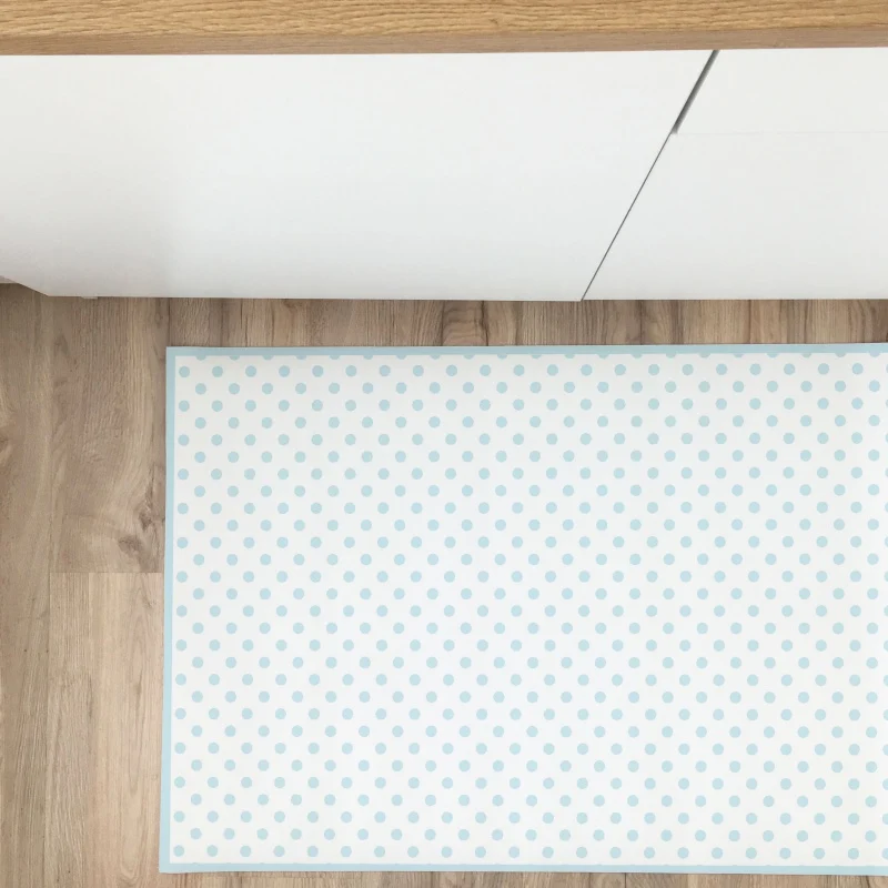 Tapis en vinyle à pois avec fond blanc - Plusieurs couleurs disponibles