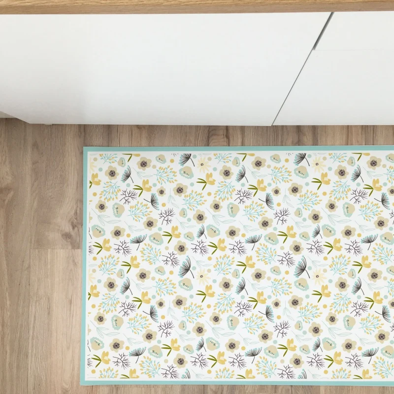Tapis en vinyle de fleurs colorées