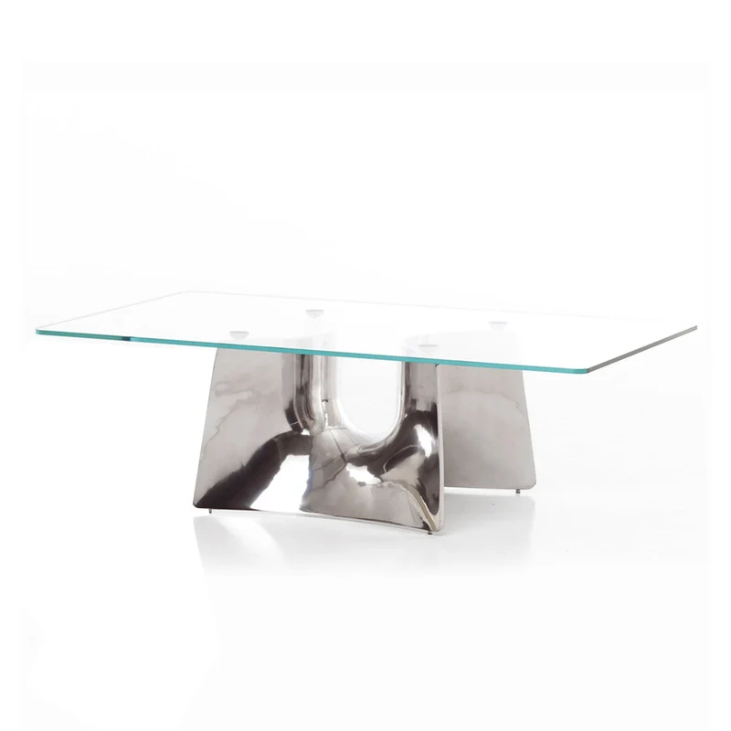 Crystal and Alluminium Coffee Table BENTZ by Jeff Miller for Baleri Italia