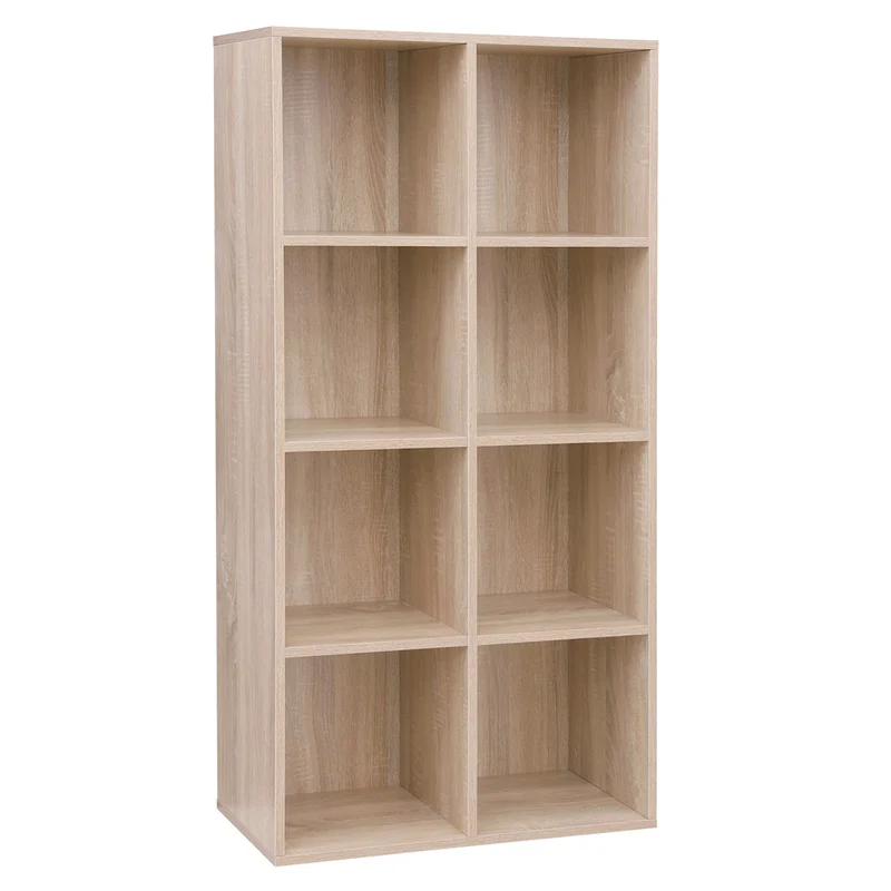 VASAGLE Bookcase, Wooden Bookshelf with 8 Compartments, Floor Standing Storage Unit for Files, Decor, In Study, Living Room