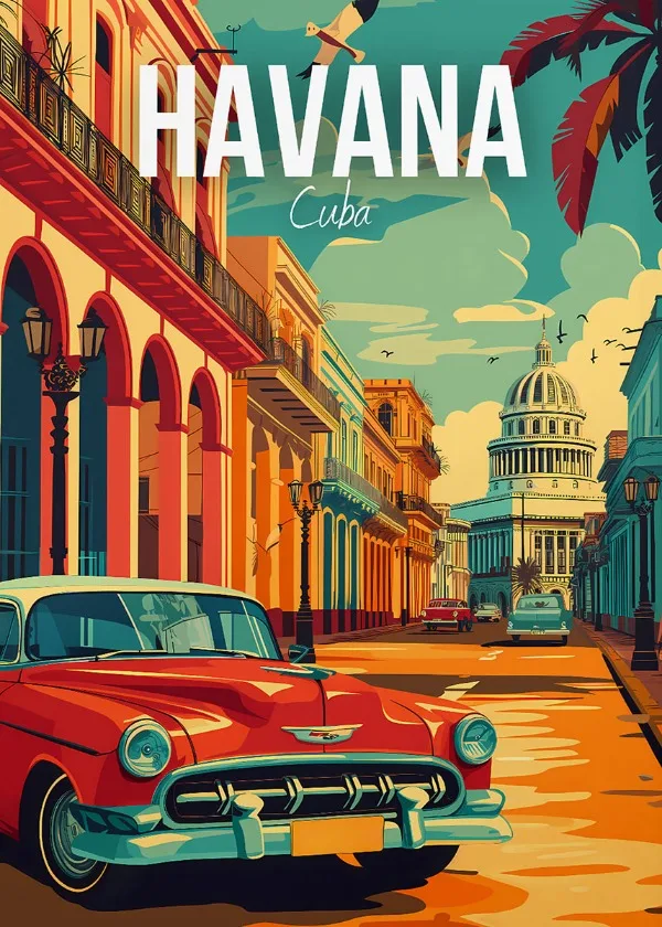 affiche de voyage pour barcelone budapest la havane et londres
