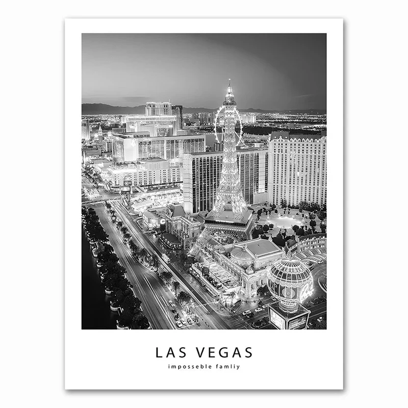 affiches modernes de paysages urbains en noir et blanc