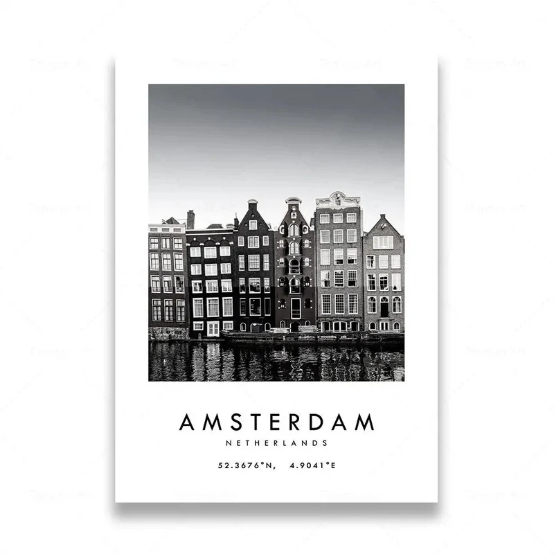 affiche photographique en noir et blanc de rome et las vegas