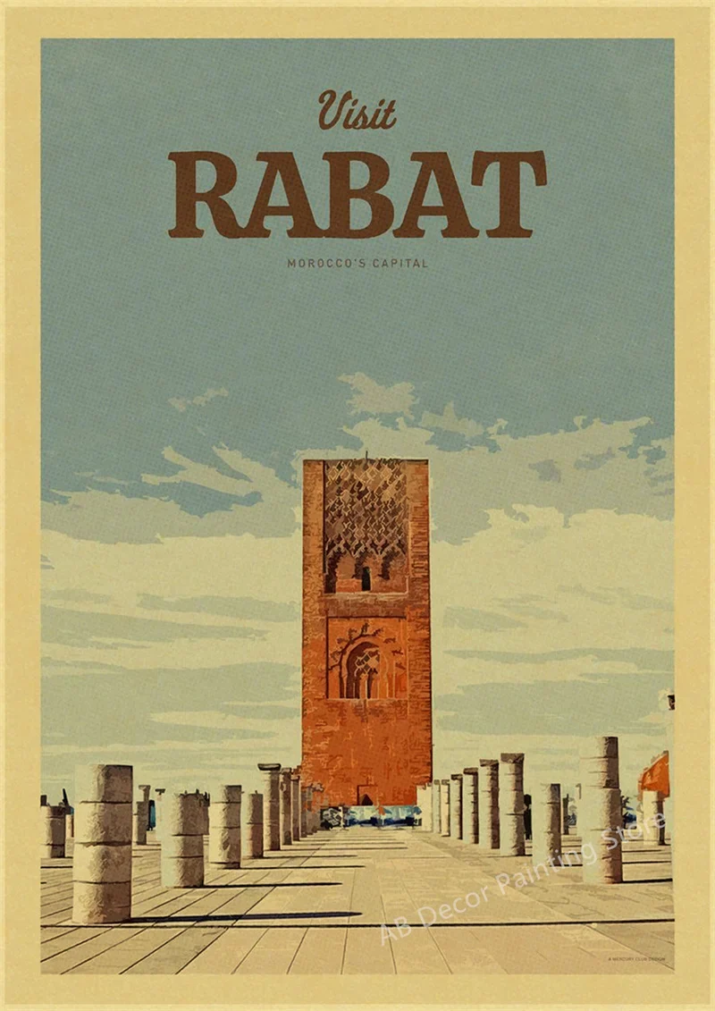 affiche rétro des destinations touristiques du monde entier