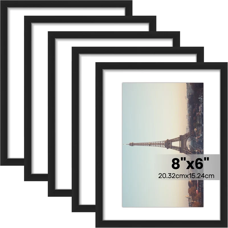 Versatile photo frames in different sizes, suitable for wall or table display, modern design, suitable for home (Black)