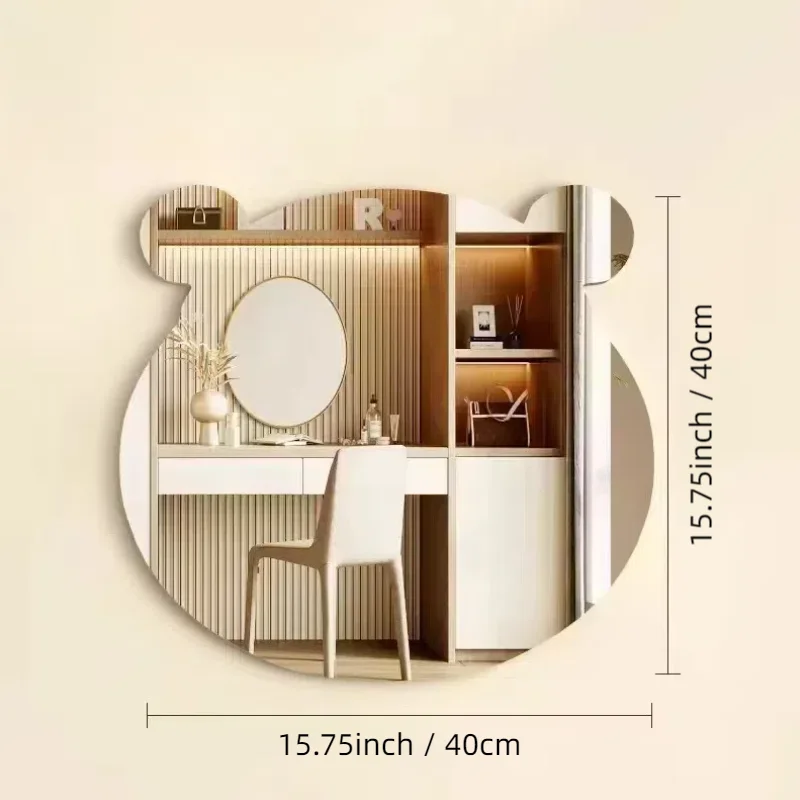 Bear Irregular Acrylic Shatterproof Mirrors, Non Glass Safety Mirror for Baby Kids Playroom and Kindergarten,Bedroom, Bathroom