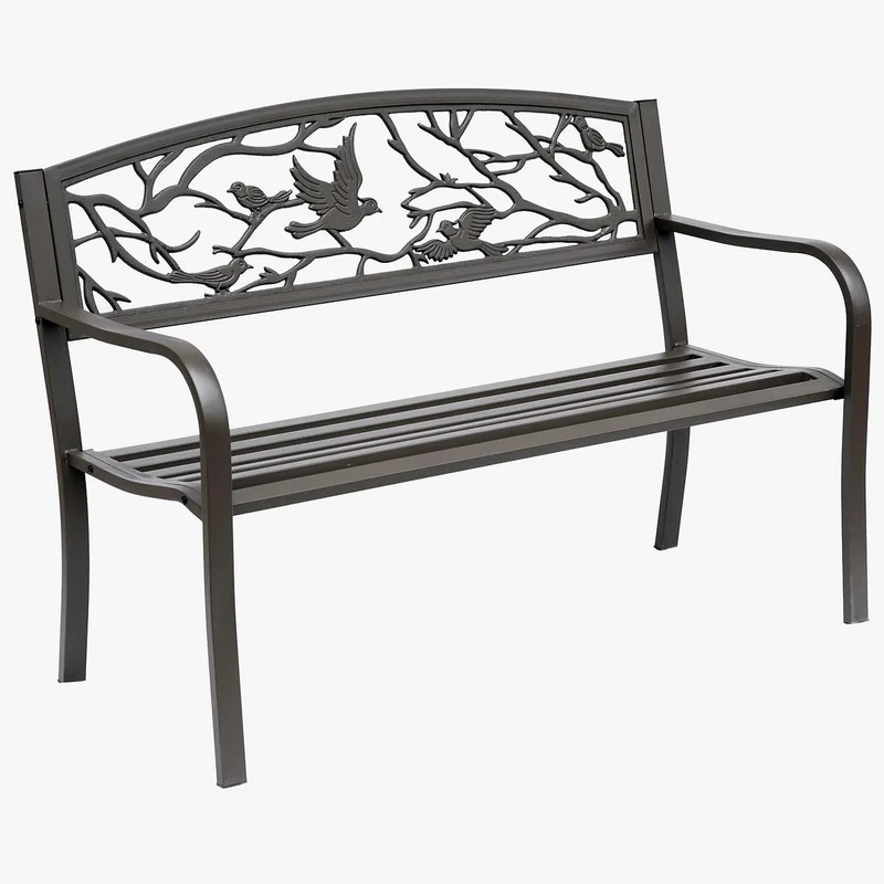 banc de jardin marron avec dossier animal design élégant et confortable